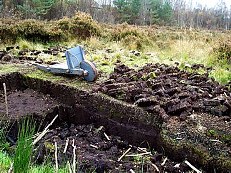 Torf konnte fast hinter jedem Haus gewonnen werden. In vielen Landesteilen ist die Torfschicht von 2 - 40 Metern mächtig. Die Arbeit im kalten Morast bei Wind und Wetter verkürzte die Lebenserwartung ungemein.